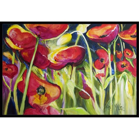 Carolines Treasures Red Poppies Indoor and Outdoor Mat- 24 x 36 in. JMK1121JMAT
